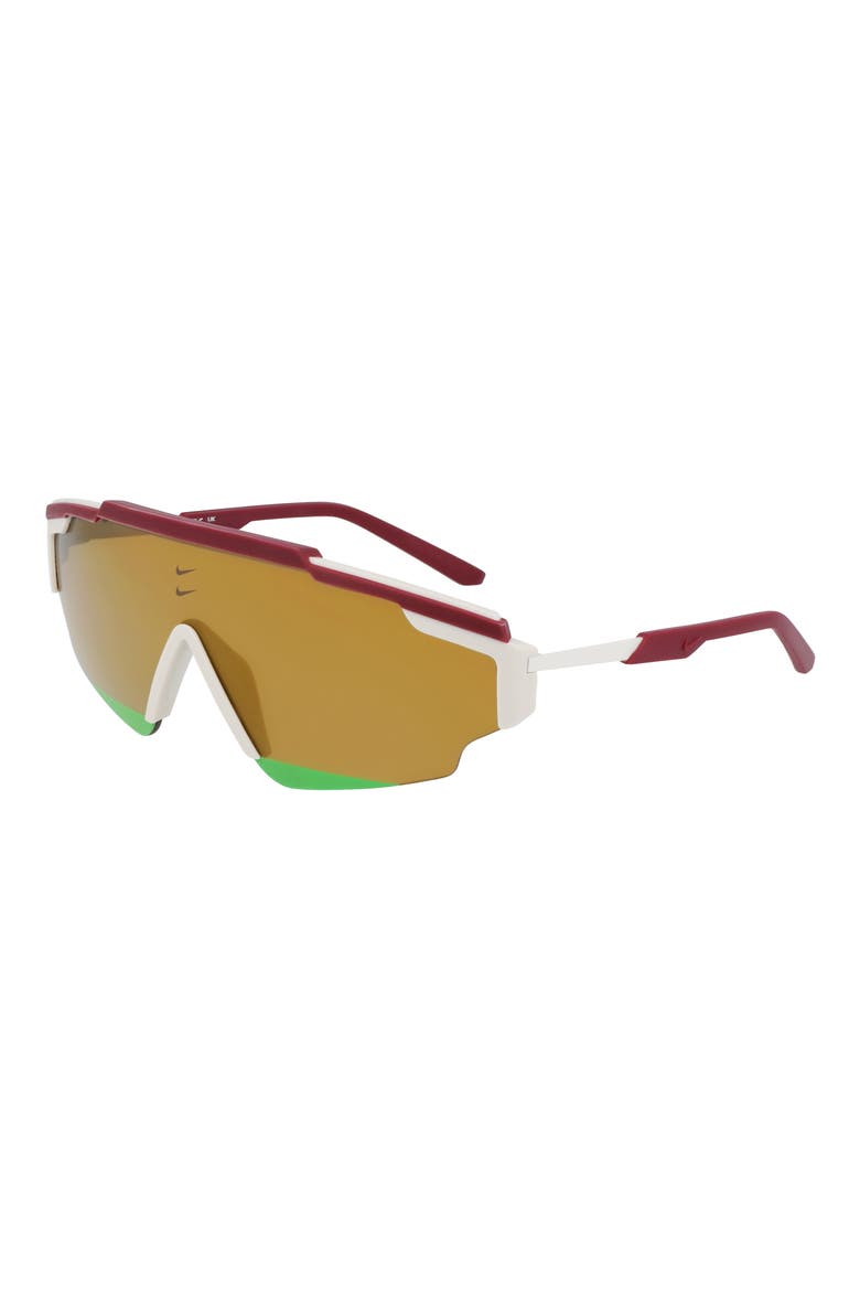 Marquee Edge 64mm Oversize Shield Sunglasses, Alternate, color, NIGHT MAROON/BRONZE MIRROR