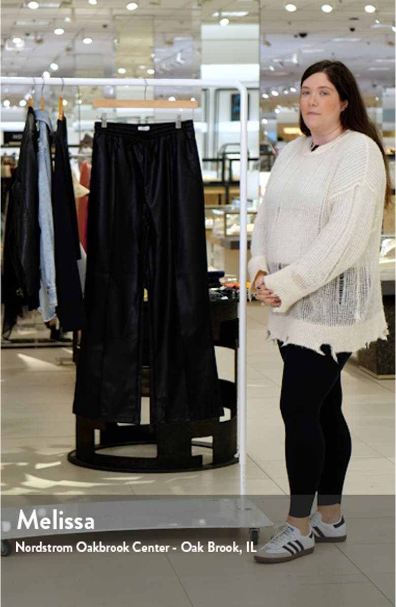 Faux Leather Wide Leg Drawstring Pants, sales video thumbnail