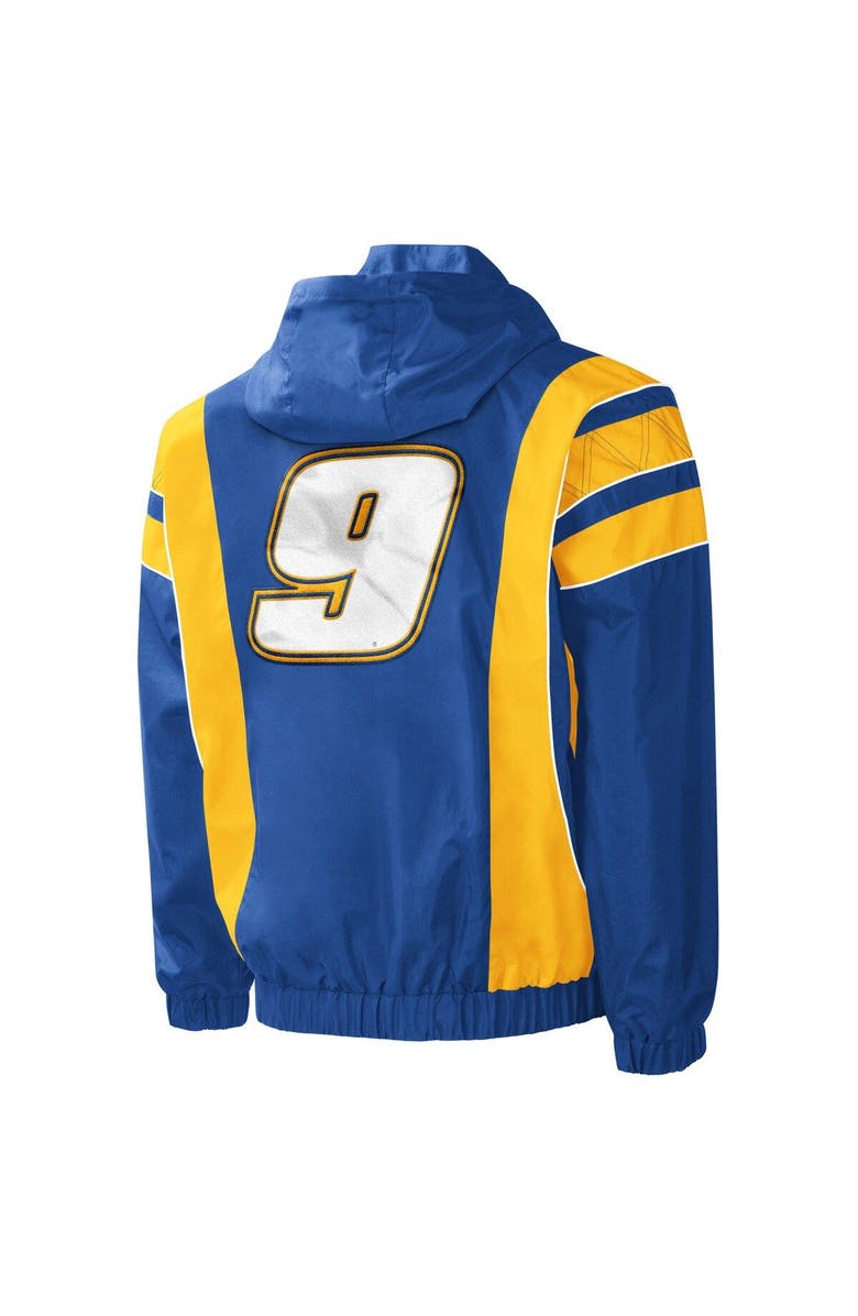 STARTER Men's Starter Royal/Yellow Chase Elliott Impact Half-Snap Pullover Jacket, Alternate, color, Royal