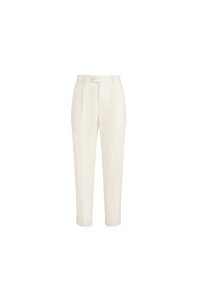 Trousers with pleats, Alternate, color, Off-White