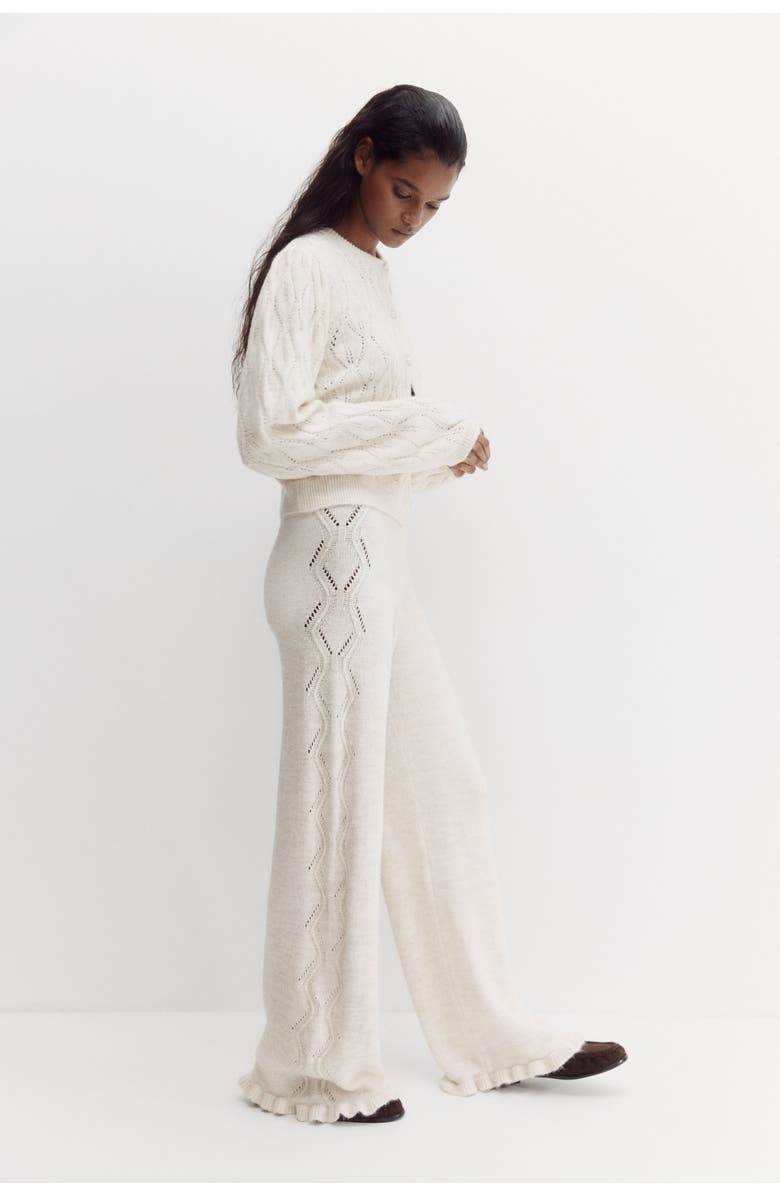 H&M Pointelle-knit Trousers, Alternate, color, Light Beige