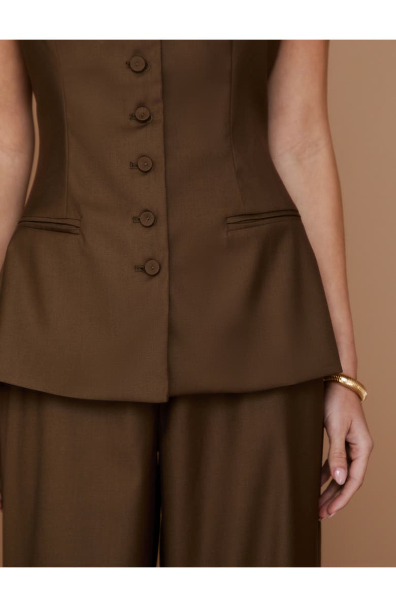 Six Stories Tailored Waistcoat, Alternate, color, Chocolate