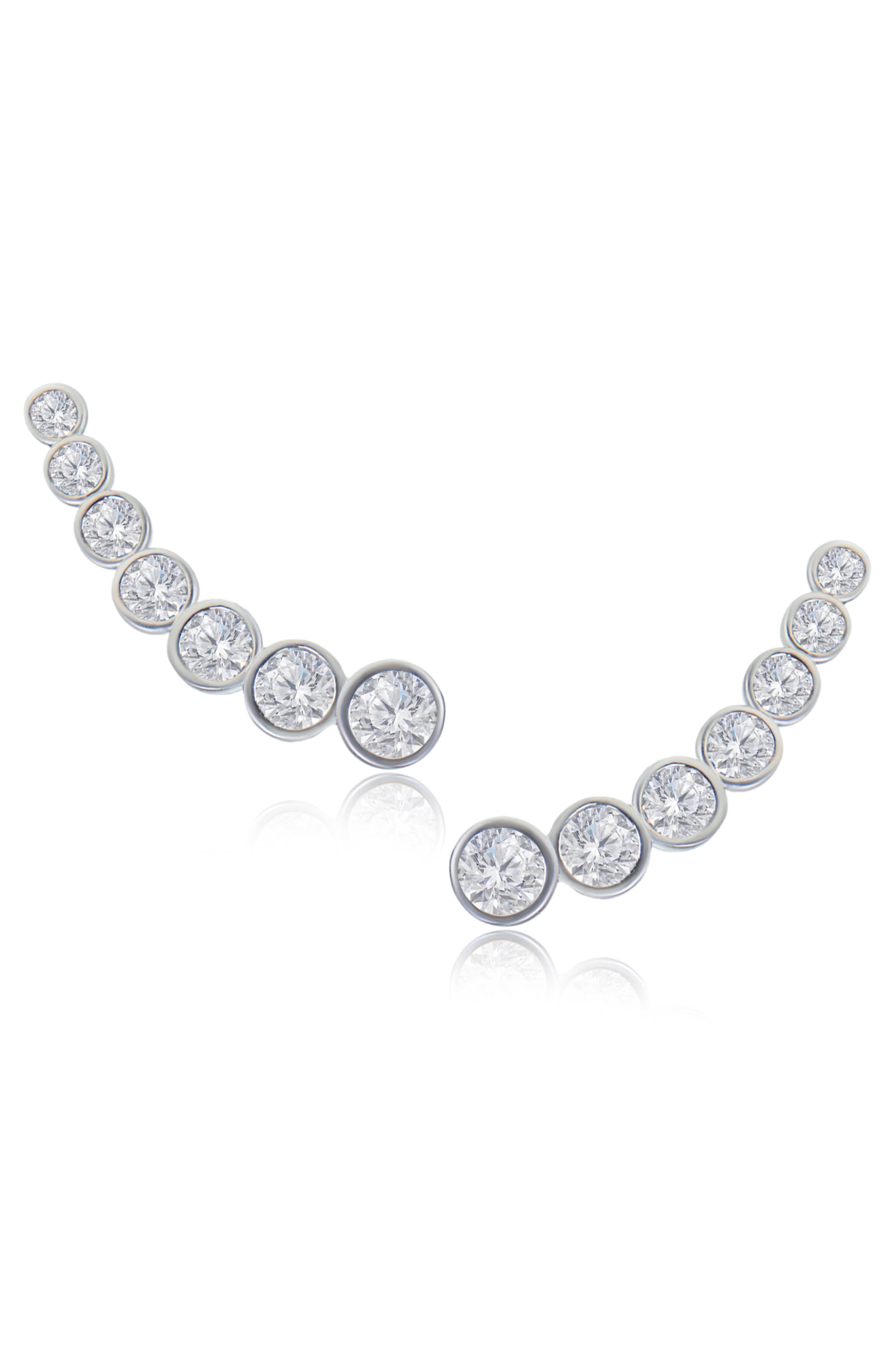 CZ by Kenneth Jay Lane Graduated Bezel CZ Crawler Earrings