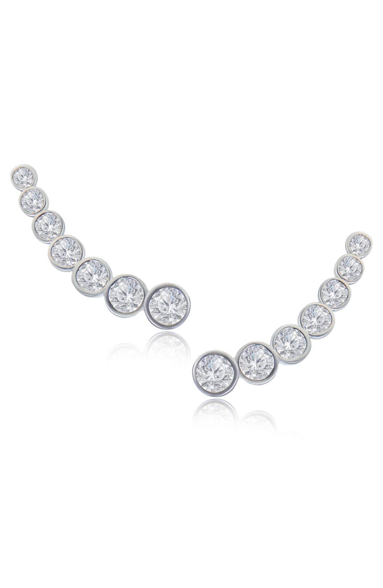 CZ by Kenneth Jay Lane Graduated Bezel CZ Crawler Earrings, Main, color, Clear/Silver