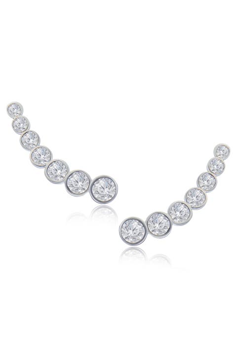 Graduated Bezel CZ Crawler Earrings