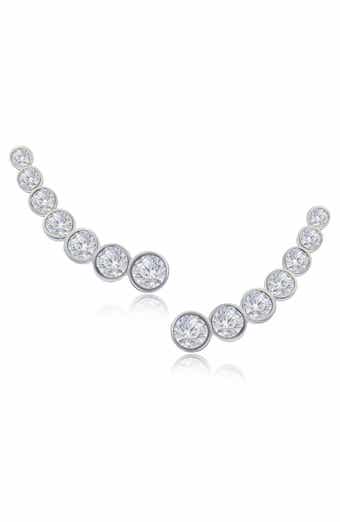 CZ by Kenneth Jay Lane Graduated Bezel CZ Crawler Earrings