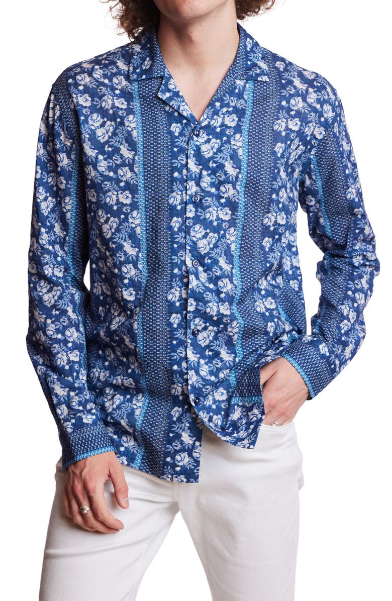 PAISLEY & GRAY Trim Fit Floral Notch Collar Button-Up Shirt, Main, color, 