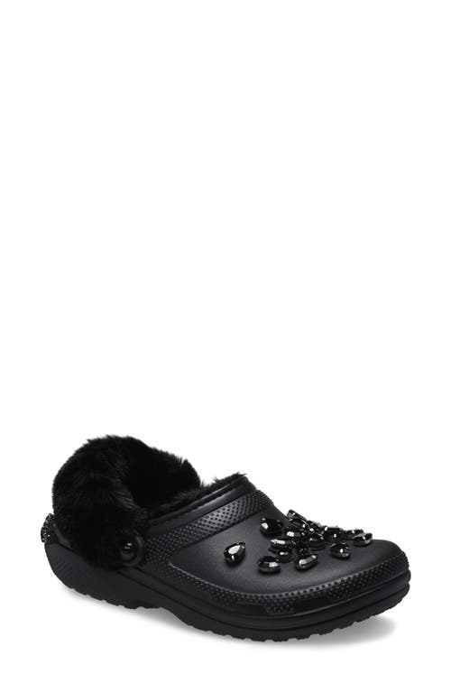 CROCS x Simone Rocha Classic Faux Fur Lined Clog in Black/Black 