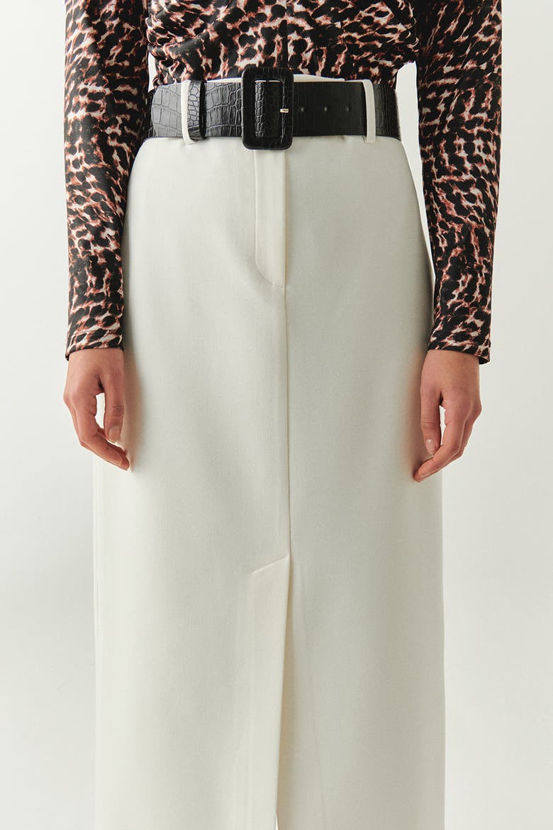 Arlette Belted Skirt, Alternate, color, ECRU