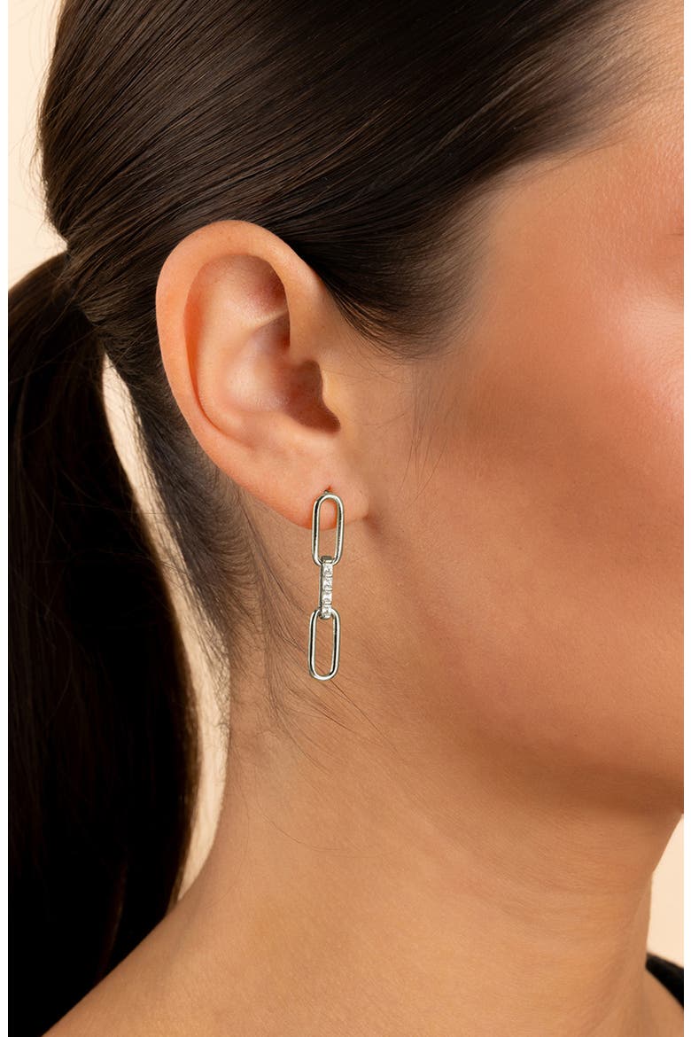 Daniella Baguette Link Drop Earrings, Alternate, color, SILVER