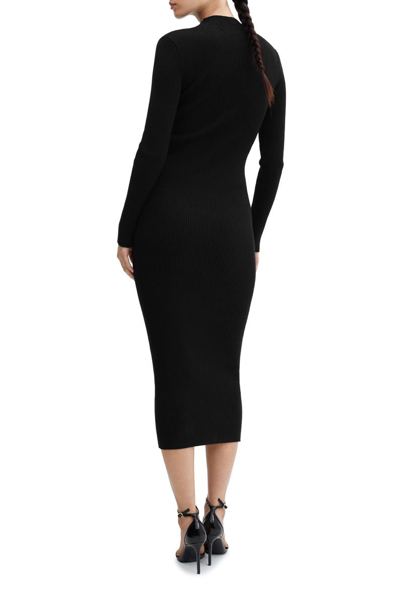 Long Sleeve Rib Midi Sweater Dress, Alternate, color, BLACK