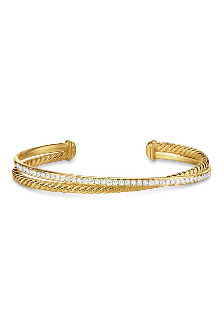 Crossover Two-Row Bracelet in 18K Yellow Gold with Diamonds, 6mm, Alternate, color, 18K GOLD