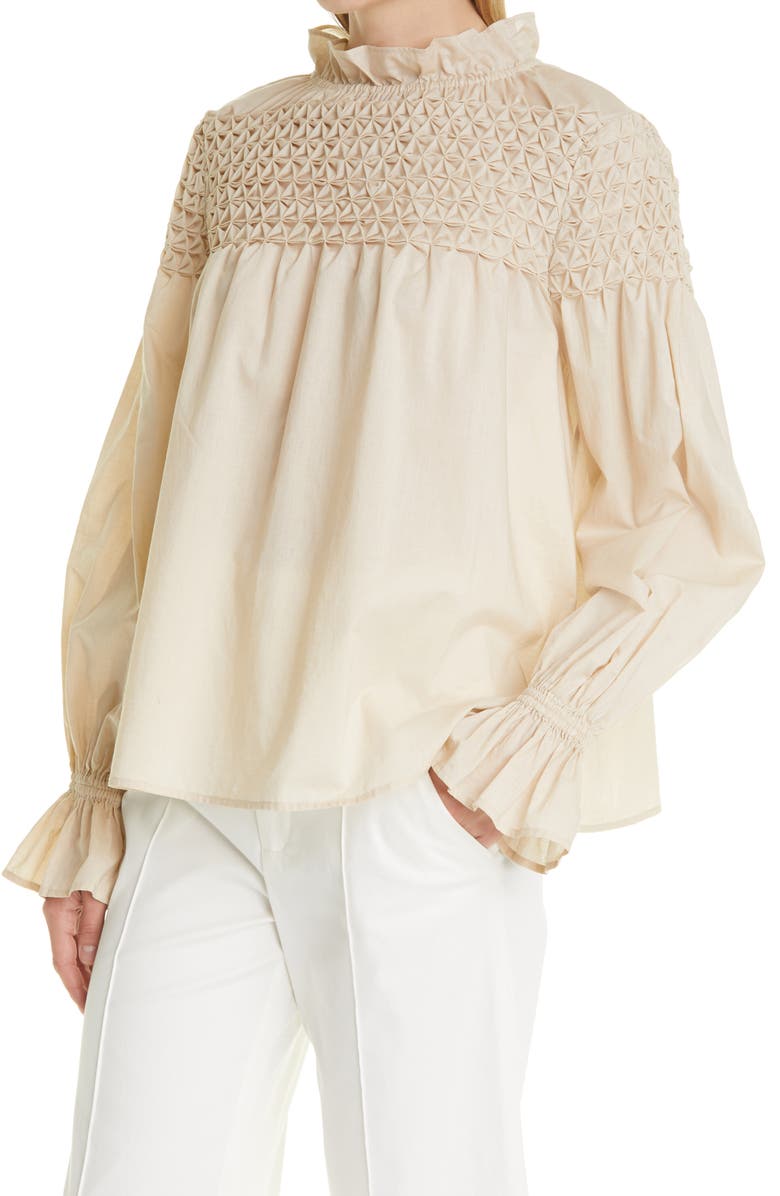 Merlette Majorelle Smocked Blouse, Alternate, color,