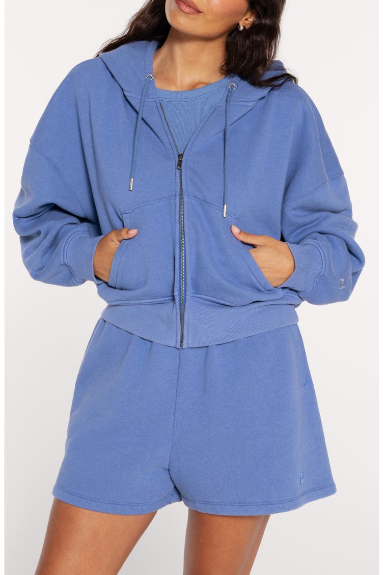 Front Zip Crop Hoodie, Alternate, color, DUTCH BLUE