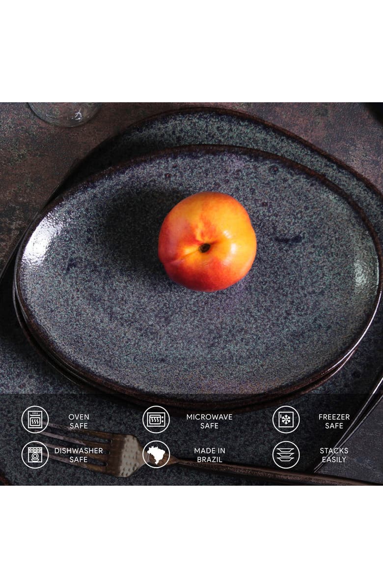 Porto Brasil Oval Dessert Plate Set of 6, Alternate, color, Titanium