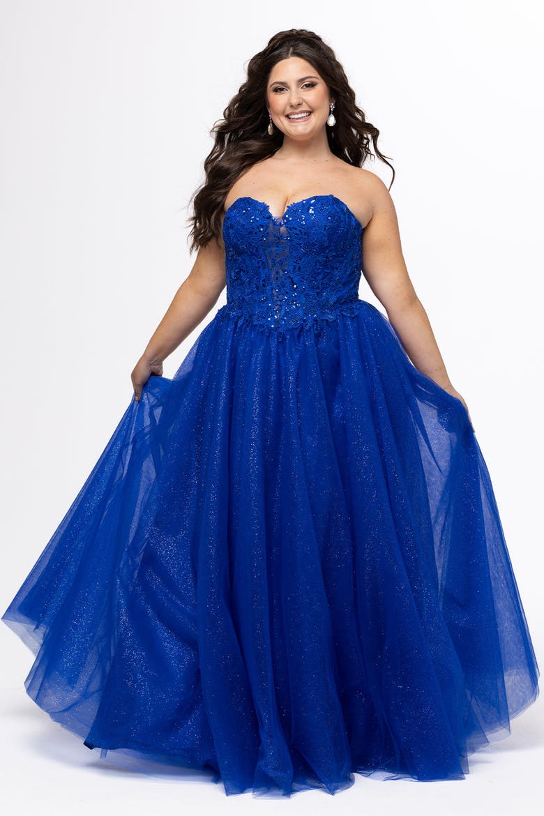 Curvy Sparkle Formal Ball Gown, Alternate, color, Royal