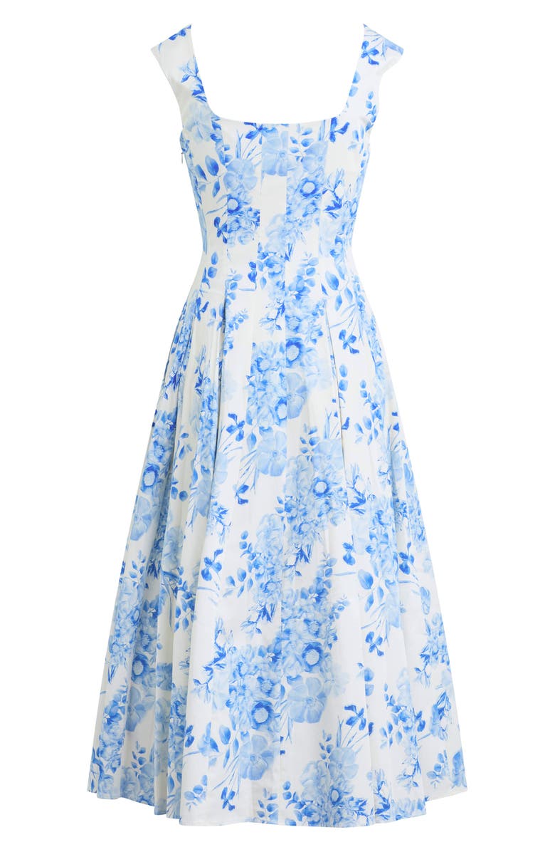 Favorite Daughter The Muse Floral Stretch Cotton Midi Dress, Alternate, color, Blue/ White Floral