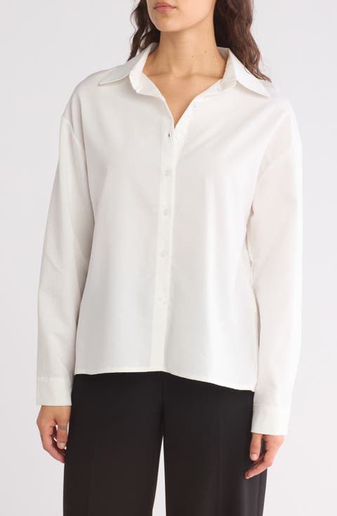 Split Back Button-Up Tunic Shirt