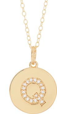 Adornia Water Resistant Cubic Zirconia Initial Disc Pendant Necklace