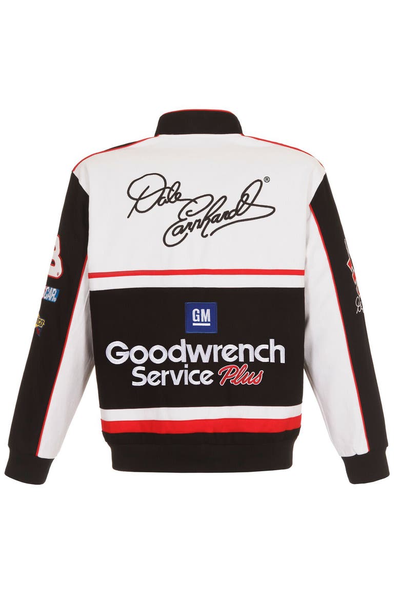 Men's JH Design White/Black Dale Earnhardt Goodwrench Twill Uniform Full-Snap Jacket, Alternate, color, White