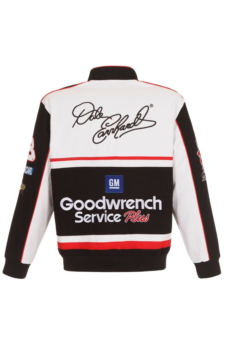JH DESIGN Men's JH Design White/Black Dale Earnhardt Goodwrench Twill Uniform Full-Snap Jacket, Alternate, color, White