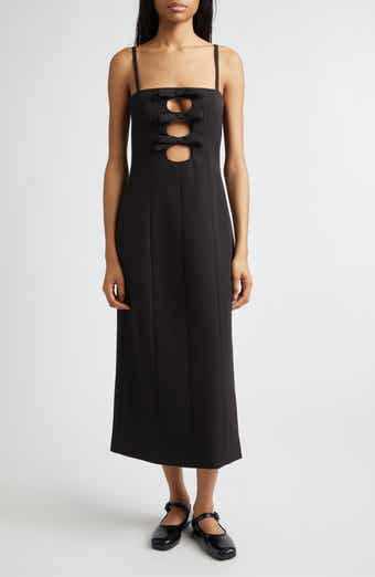 Sen Bow Cutout Sponge Stretch Suiting Column Dress