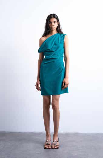 Topshop Twist One-Shoulder Velvet Minidress