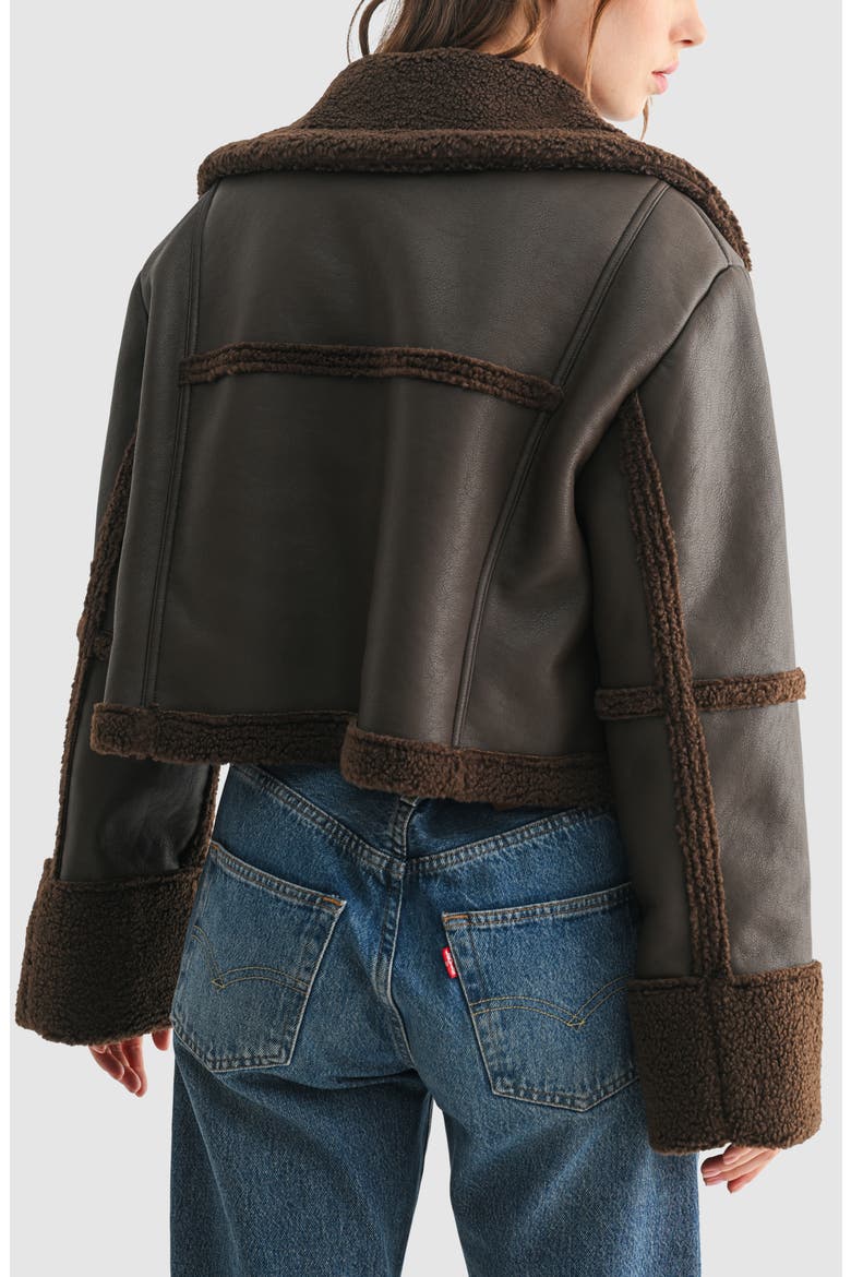 Faux Shearling Jacket, Alternate, color, BROWN