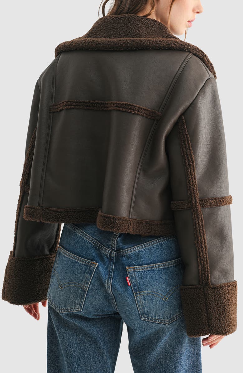 All in Favor Faux Shearling Jacket, Alternate, color, Brown