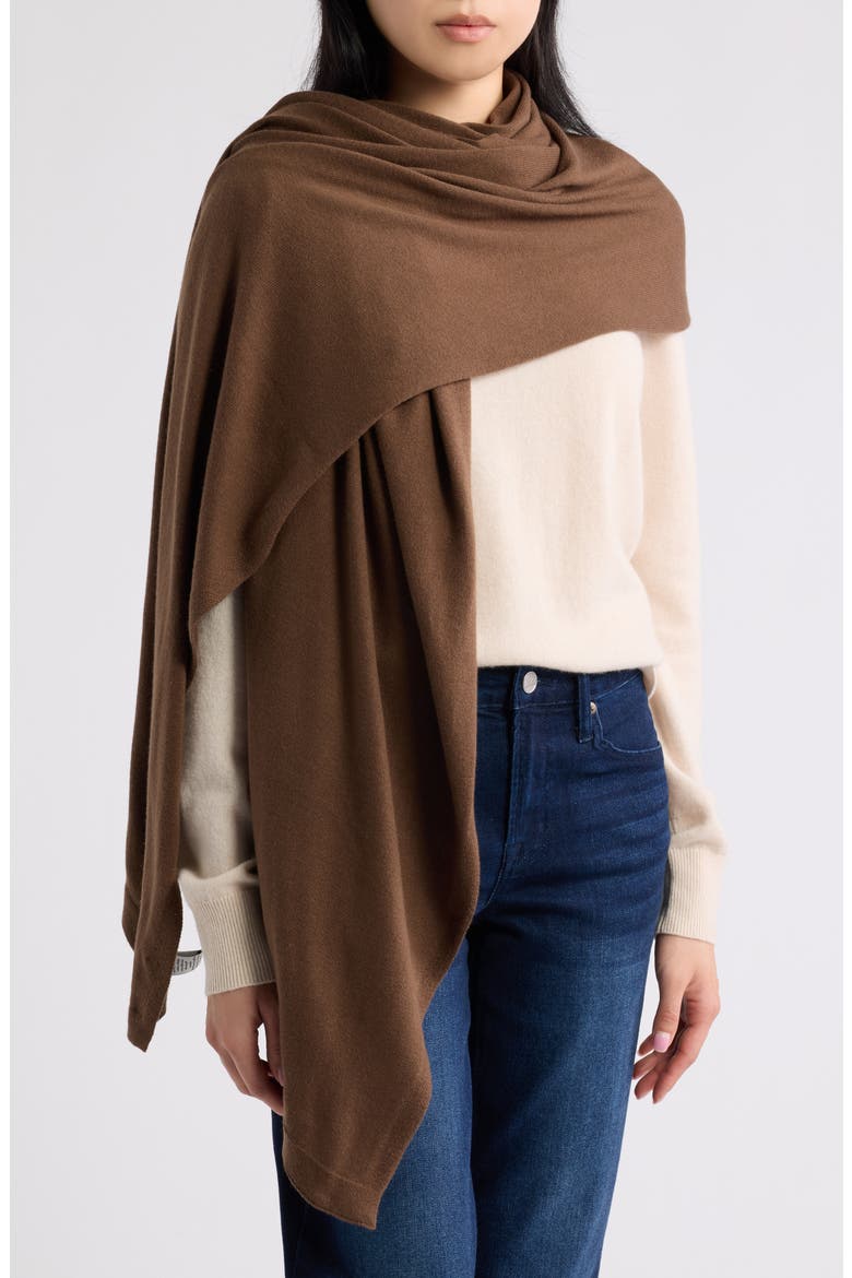 Transitional Knit Travel Wrap, Main, color, BROWN DRUM