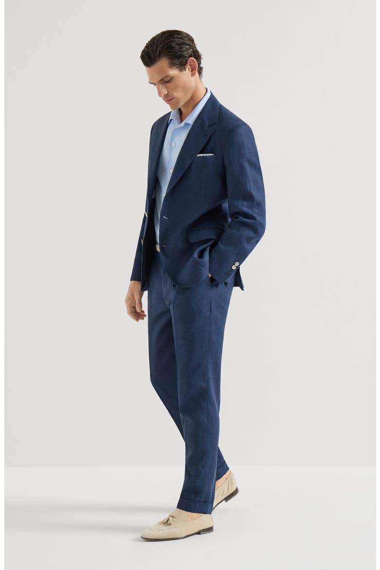 Linen deconstructed blazer, Alternate, color, Navy Blue