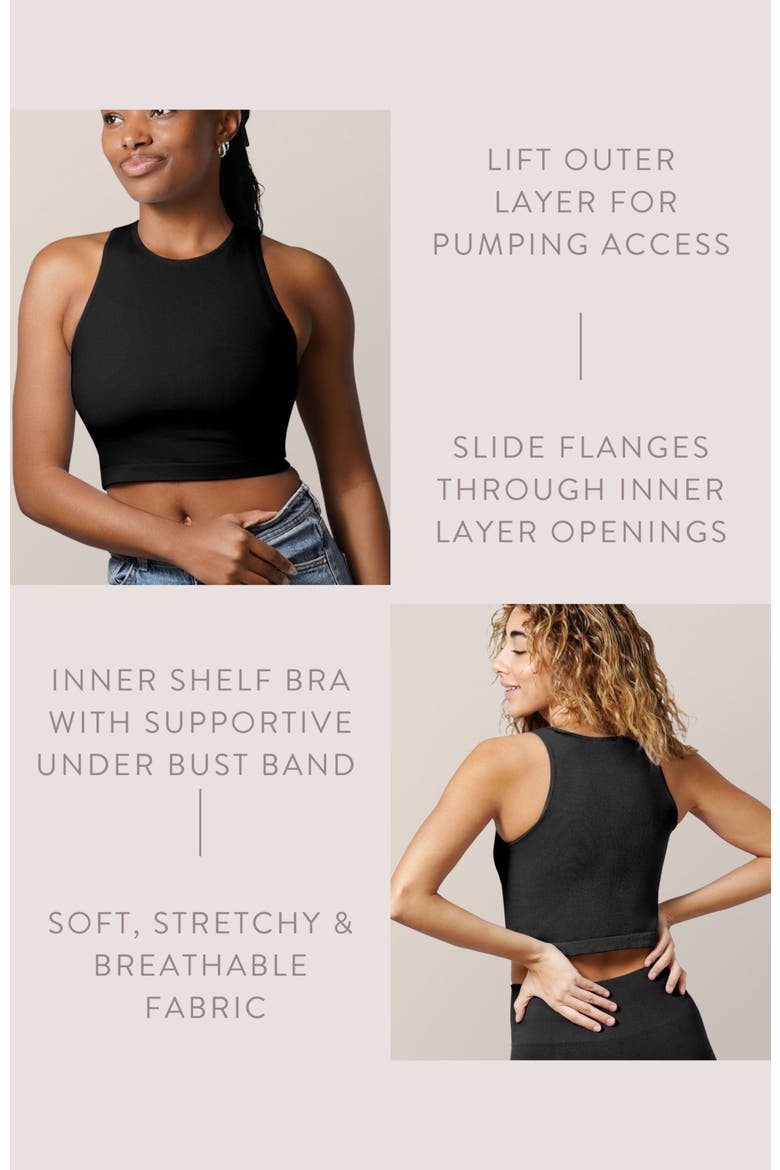 Sublime Hands-Free Pumping Longline Bra Top- Fits Sizes 28B-46D, Alternate, color, Black