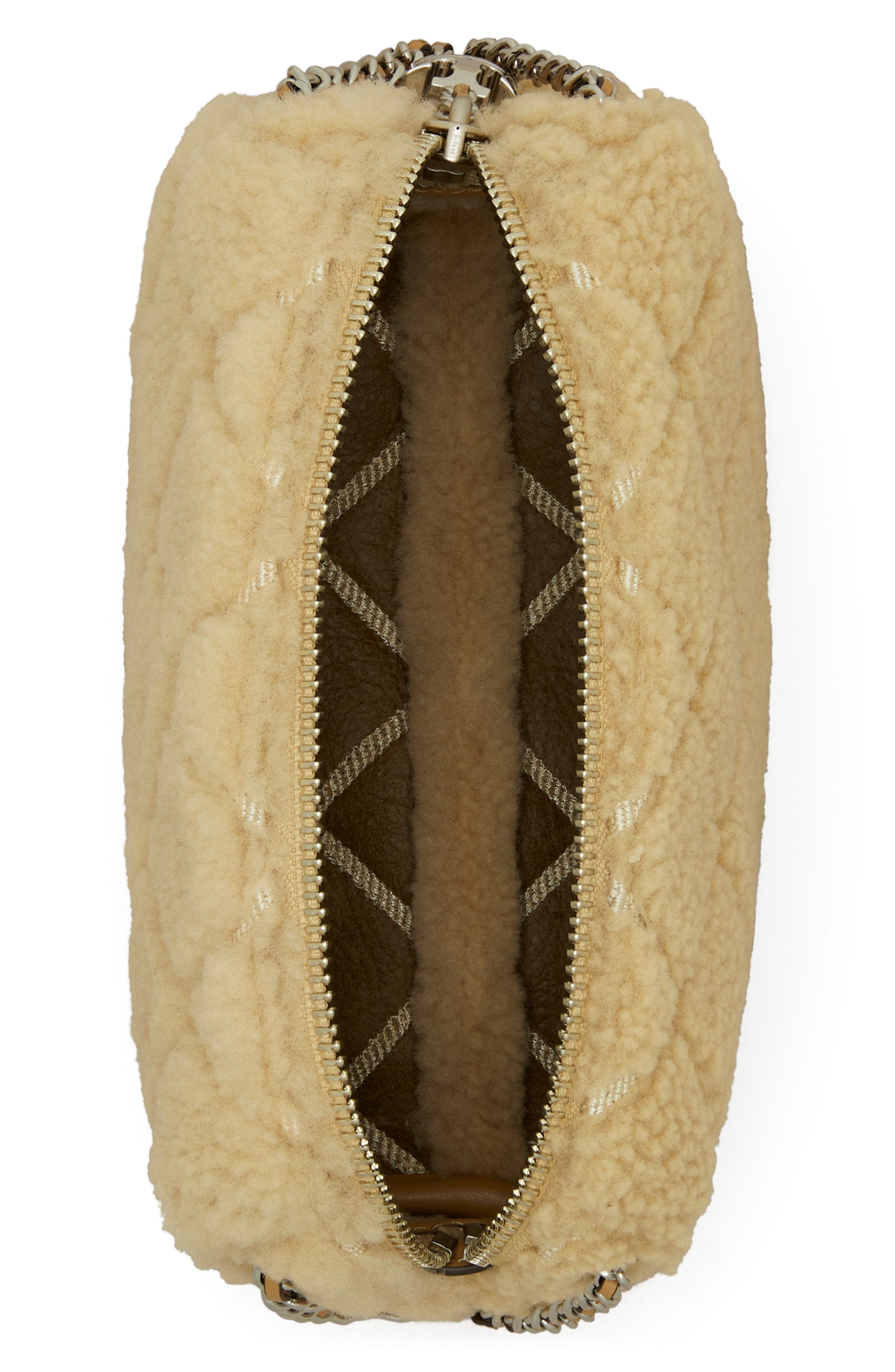 Tory Burch Fleming Quilted Genuine Shearling Crossbody Bag, Alternate, color, Ivory