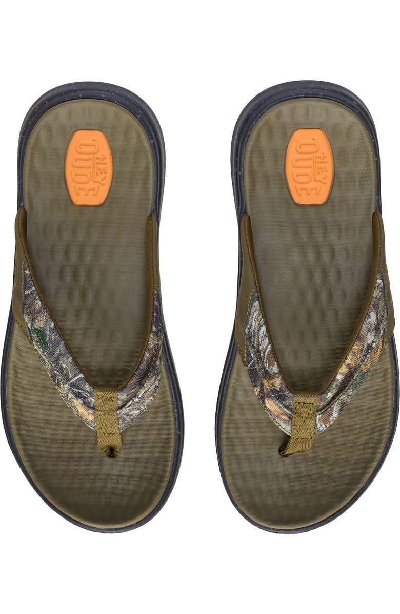 Hey Dude Finn RealTree Flip Flop, Alternate, color, Green