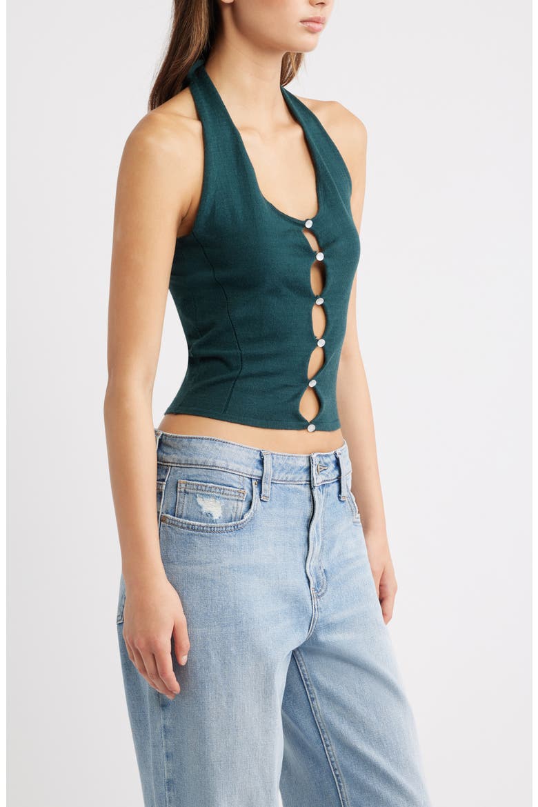 Melina Cutout Halter Top, Alternate, color, TEAL