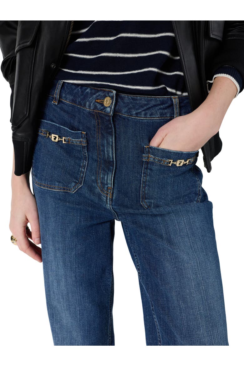 Arlina Monogram Pocket Detail Jeans, Alternate, color, Jeans