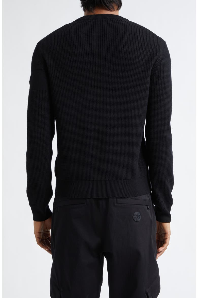 Waffle Stitch Virgin Wool Sweater, Alternate, color, BLACK