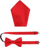 Trafalgar Sutton Solid Color Silk Bowtie and Pocket Square Combo