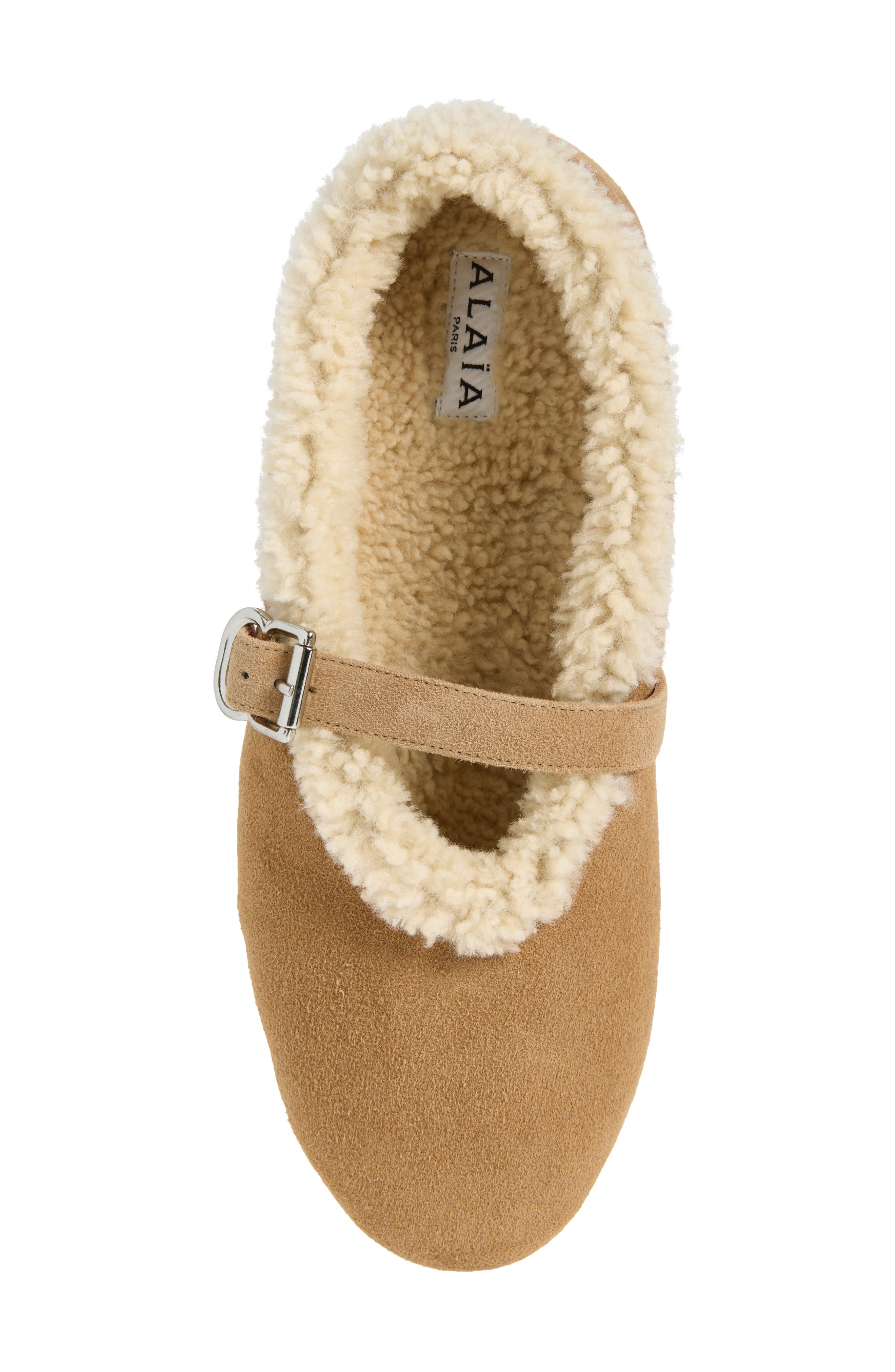 Genuine Shearling Mary Jane Flat, Alternate, color, 143 CAMEL