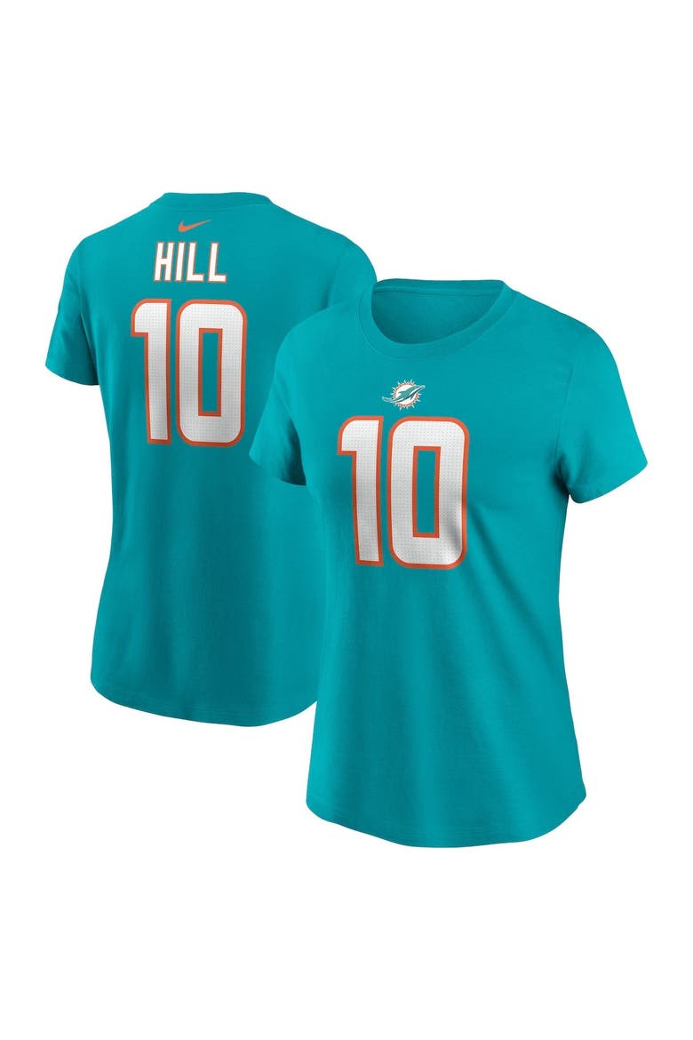 Women's Nike Tyreek Hill Aqua Miami Dolphins Player Name & Number T-Shirt, Main, color, Aqua
