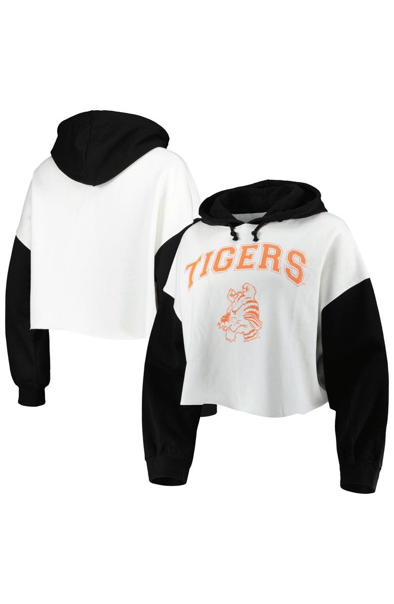 GAMEDAY COUTURE Women's Gameday Couture White/Black Clemson Tigers Good Time Color Block Cropped Hoodie, Main, color, White