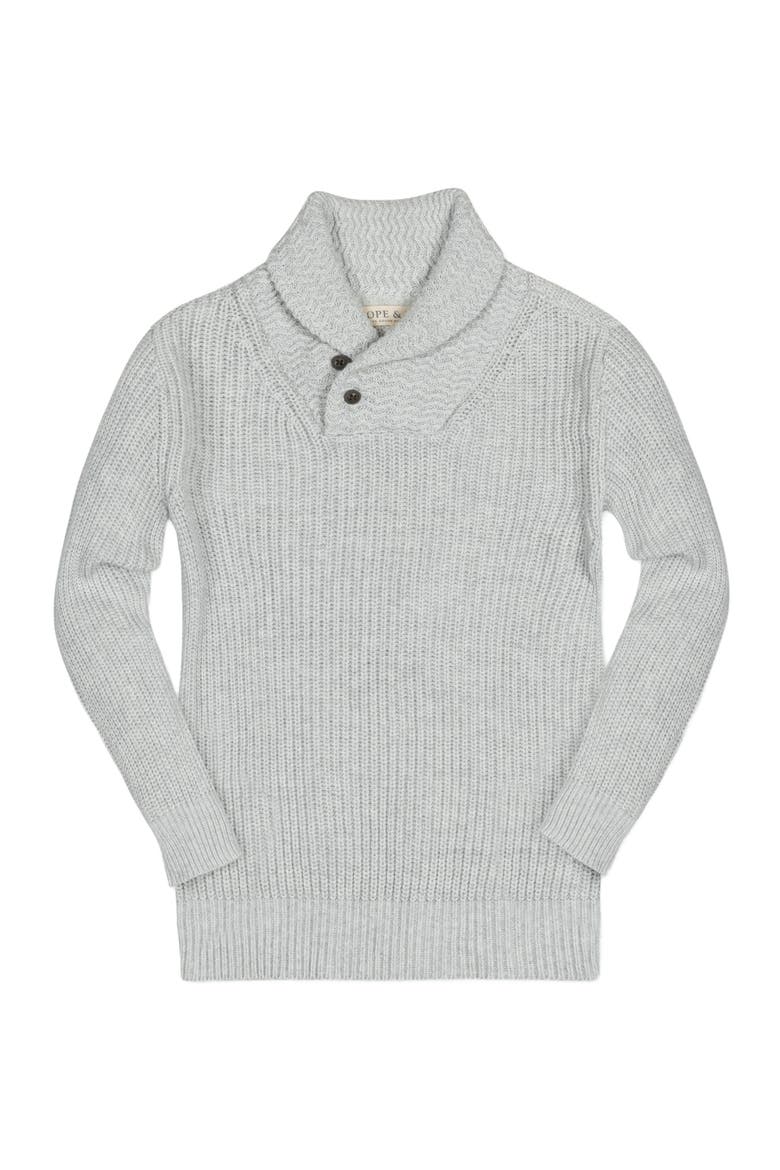 Boys' Organic Shawl Collar Sweater, Kids, Main, color, Light Gray Textured Collar