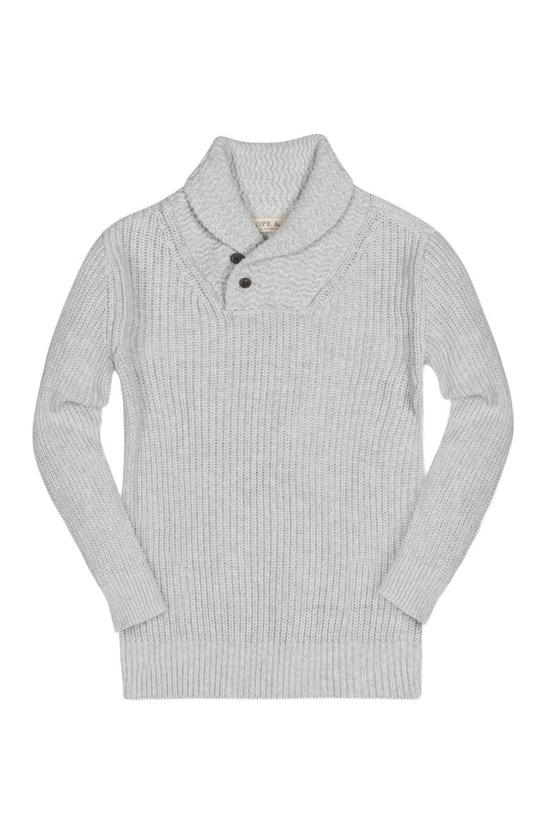 Hope & Henry Baby Boys' Organic Shawl Collar Sweater, Infant, Main, color, Light Gray Textured Collar