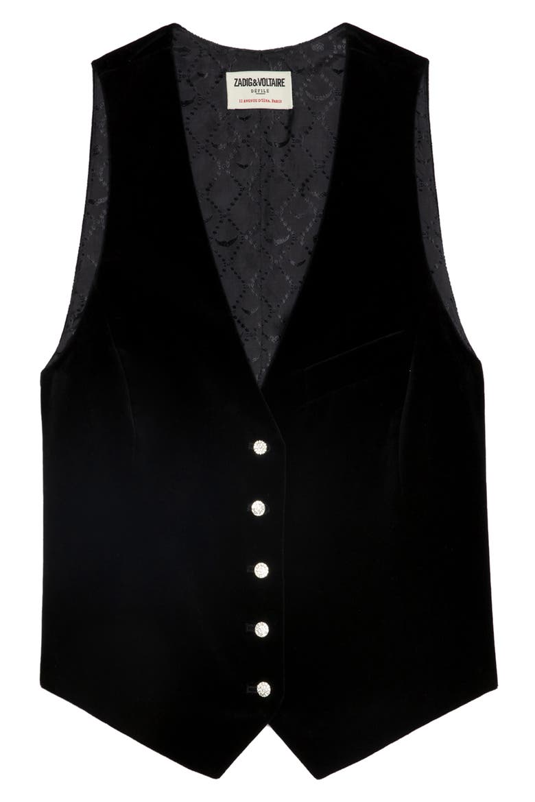 Emaux Velvet Vest, Alternate, color, NOIR