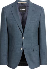 BOSS Hutson Slim Fit Micocheck Wool Blend Sport Coat