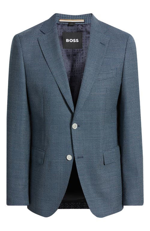 Hugo Boss Boss Hutson Slim Fit Micocheck Wool Blend Sport Coat In Blue