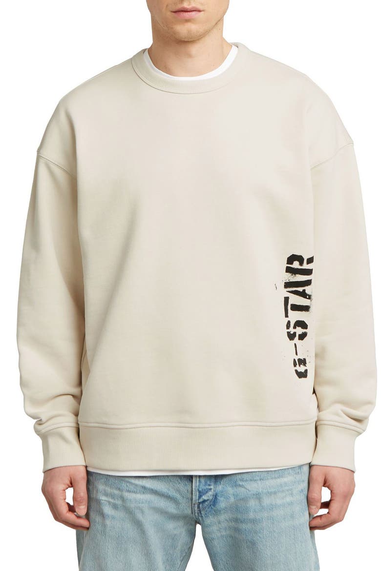 Sprayed 89 Loose Organic Cotton Crewneck Sweatshirt, Main, color, WHITEBAIT