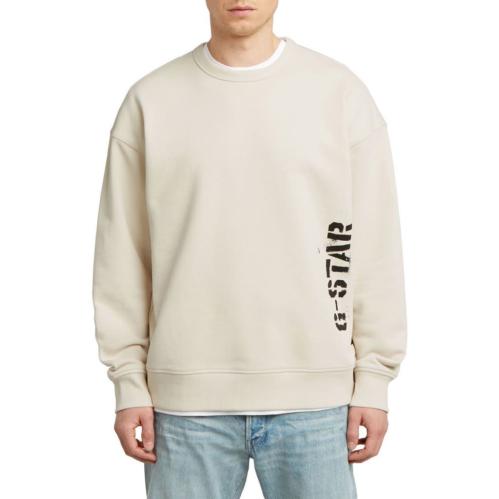 G-star Sprayed 89 Loose Organic Cotton Crewneck Sweatshirt In Neutral