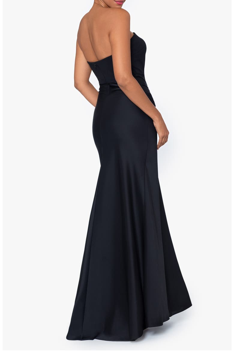 Strapless Satin Gown, Alternate, color, BLACK