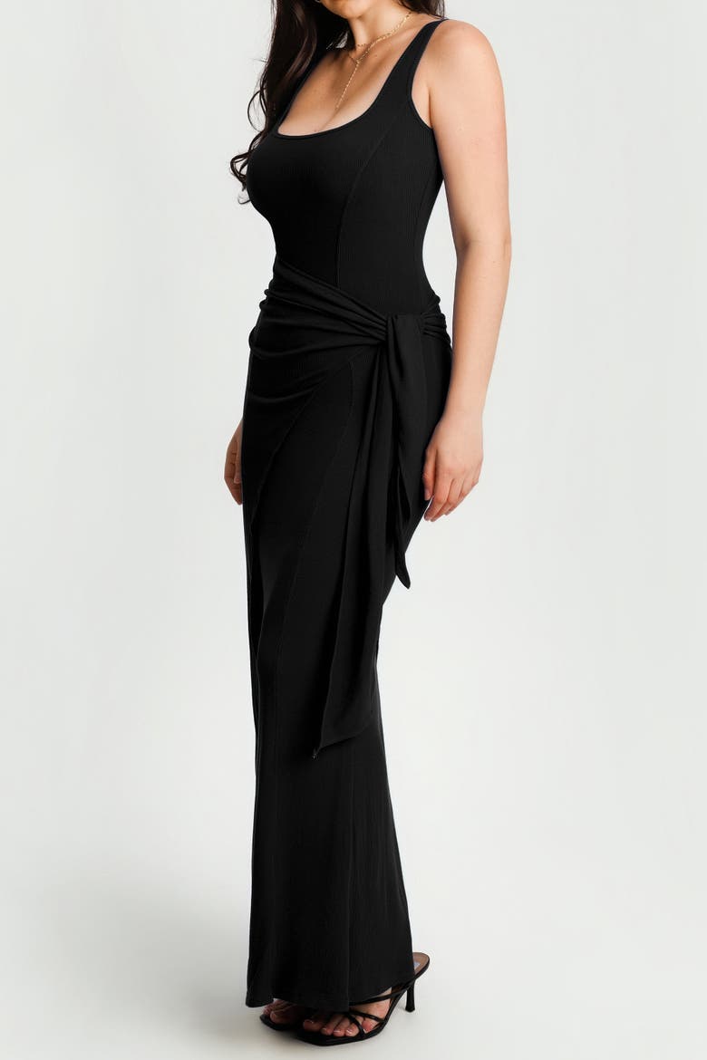 Built In Shapewear Modal Twist Wrap Maxi Dress, Alternate, color, Jet